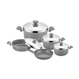 OMS Cookstone Granite 2.8mm Cookware Set Of 9 Pcs (S/S Lids) Grey   image 0