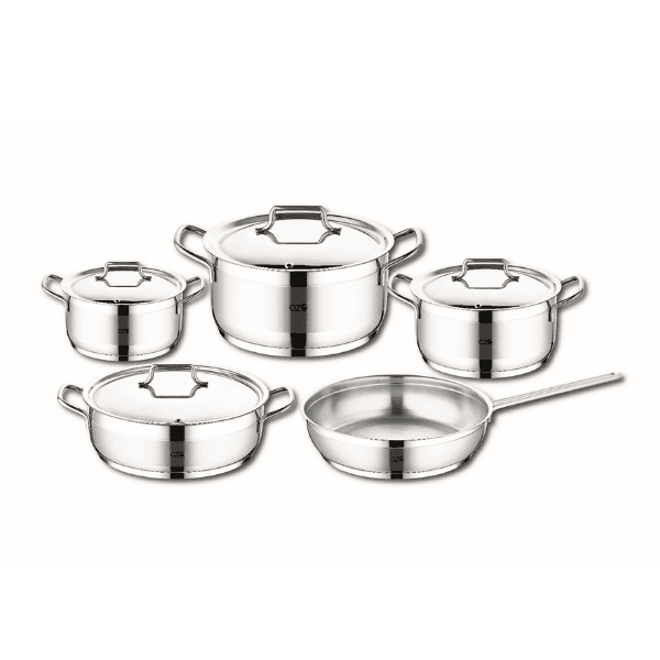  OMS Stainless Steel Cookware Set of 9 PCs (Steel Lids) 