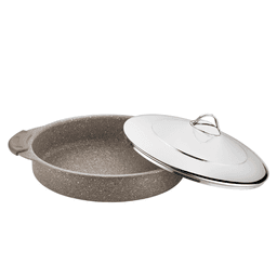 OMS Granite Round Oven Tray With S/S Lid 32cm Brown  image 0