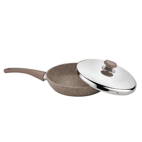  OMS Granite Frying Pan 28 CM With S/S Lid Brown