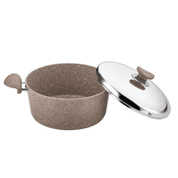  OMS Non Stick Granite Cookware Set of 5 Pcs (S/S Lids) Brown  image 1