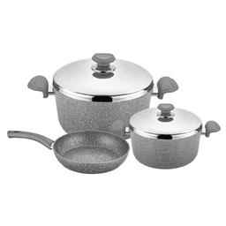 OMS Non Stick Granite Cookware Set of 5 Pcs (S/S Lids) Grey image 0