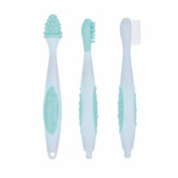 Bebeconfort Set of 3 Toothbrushes + Bag Blue image 0