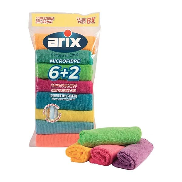 ARIX Multi-Use Utility Microfiber Cloth 8 Pcs Pack 30x30cm