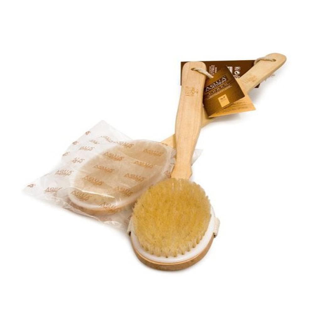 Arix Aqua Massage Fit-Brush Natural Bristeele Brush with Wooden Detachable Handle