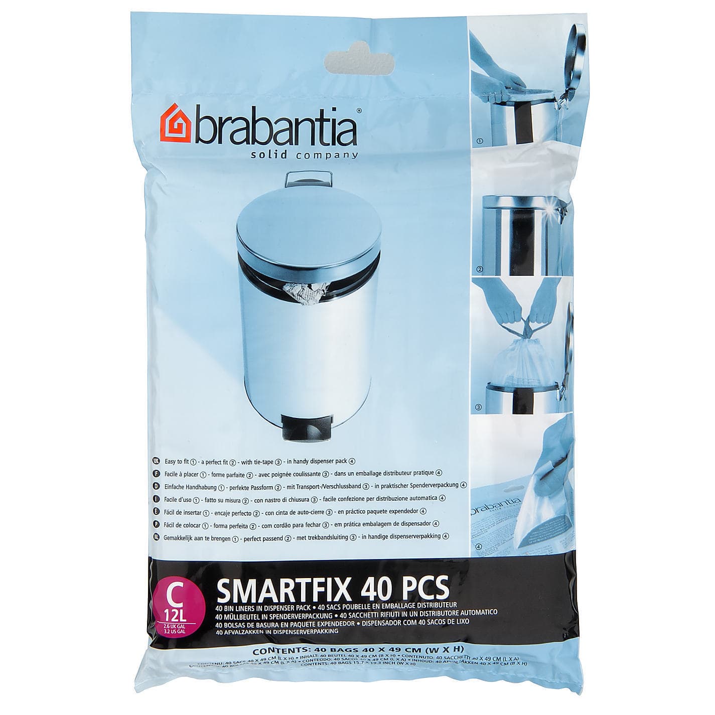 Brabantia Bin Liners White Sac 12L (40 bags)