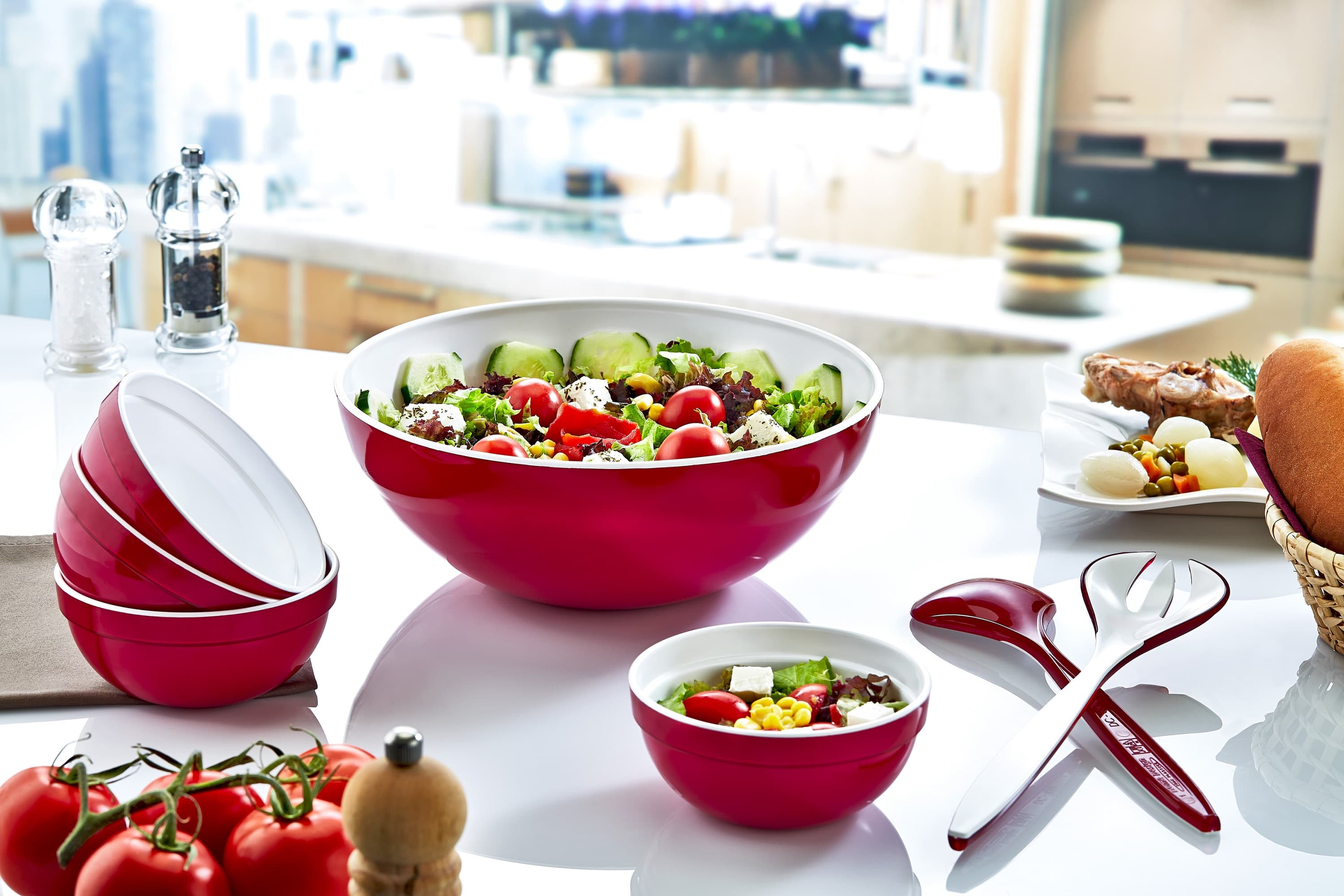 Plast ART Double Color Salad Bowls Set of 7 pcs