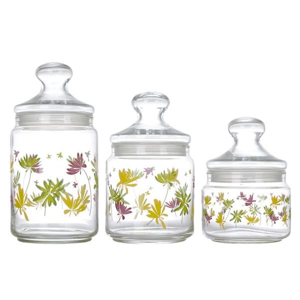 Luminarc Crazy Flowers Pot Club Jars Set of 3 (0.5, 0.75, 1 L)