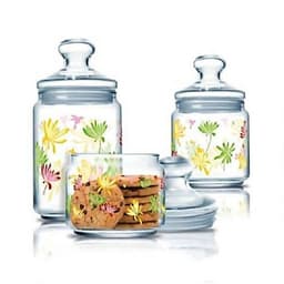 Luminarc Crazy Flowers Pot Club Jars Set of 3 (0.5, 0.75, 1 L) image 1