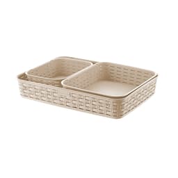 Plast ART Rattan Basket Set 3 - 36x26x6cm (Assorted Colors) image 1