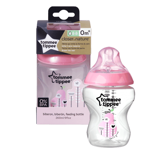 Tommee Tippee Easi-Vent Decorative Feeding Bottle 260ml Pink