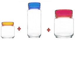 Bundle Of Luminarc Jar (0.5Lt , 0.75 Lt , 1.0Lt) Assorted Colors image 0