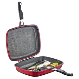 OMS Rectangular Double Sided Grill 32x26x7.5cm Red image 1