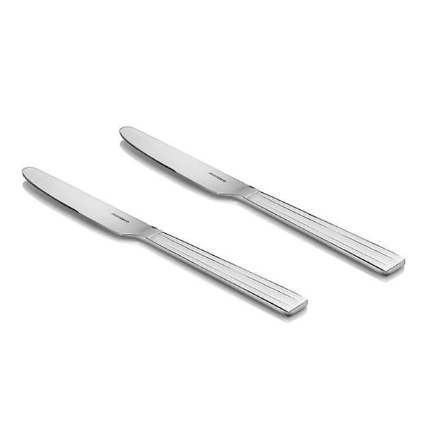 FNS Glaze Hammered Dinner Knife Silver Set of 2