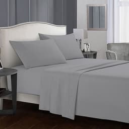Fashion Fitted Plain Bed Sheet 160x200 cm 3pc (Grey) image 0