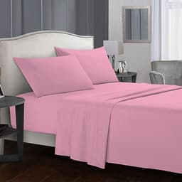 Fashion Fitted Plain Bed Sheet 160x200 cm 3pc (Pink) image 0