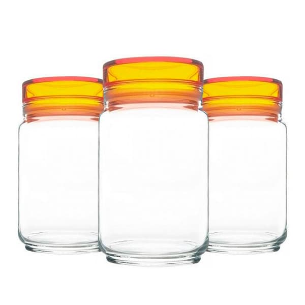 Bundle of 3 Luminarc Jar 0.75Lt with Assorted Colors Lid