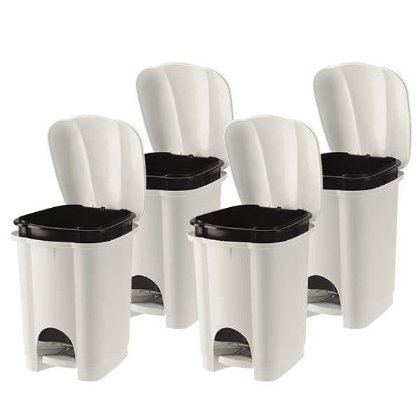 Bundle of 4 Tontarelli Carolina Pedal Dust Bin 6L 20x22.5xh29.7cm (Assorted Colors)