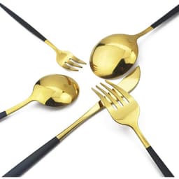 FNS Mino 24 Pcs Cutlery Set (Black & Gold) image 1