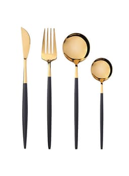 FNS Mino 24 Pcs Cutlery Set (Black & Gold) image 0