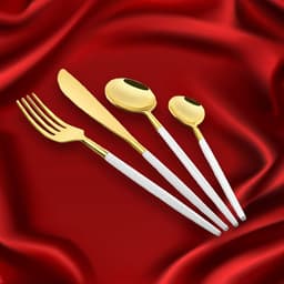 FNS Mino 24 Pcs Cutlery Set (White & Gold) image 2