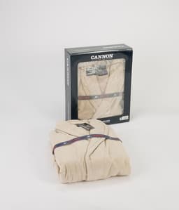 Cannon Cotton Plain Bathrobe- Beige- S image 0
