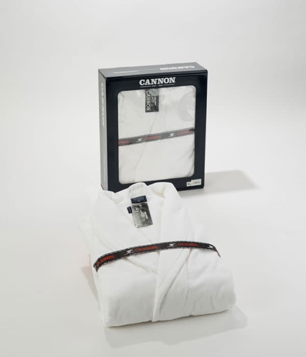 Cannon Cotton Plain Bathrobe-L White
