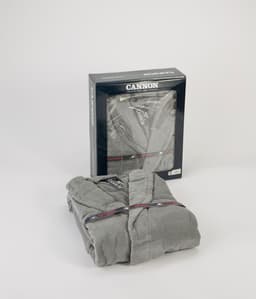 Cannon Cotton Plain Bathrobe With Hood- Grey- XL image 0