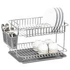 Okyanus Modern Double Tier Dish Rack Drainer / Chrome image 1