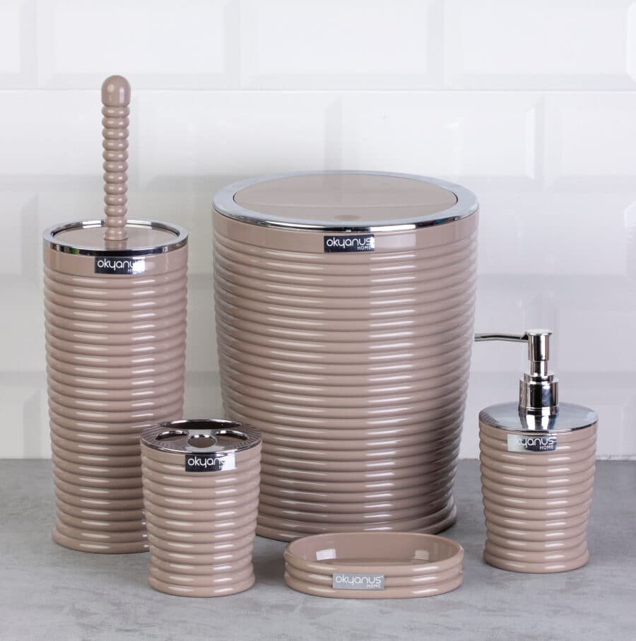 Okyanus Elegance Bathroom Set of 5 pcs Brown/Chrome