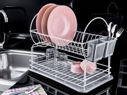 Okyanus Double Tier Dish Rack Drainer / White image 0