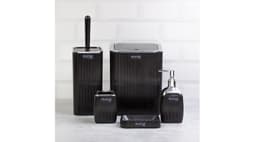 Okyanus Stripe Square Bathroom Set Black (5 pcs) Chrome image 0