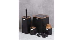 Okyanus Stripe Square Bathroom Set black (5 Pcs) Wooden image 0