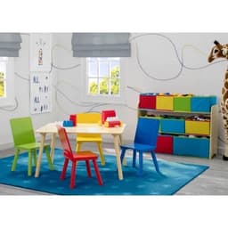Delta Children Colored Wooden Table and Chairs Set image 1