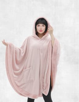 Cannon Flannel Pancho W/Fur Pink image 0