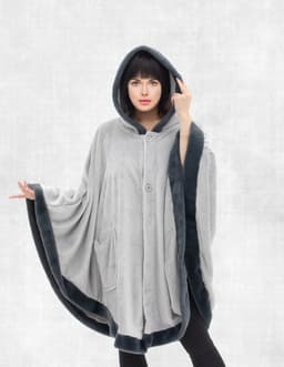 Cannon Flannel Pancho W/Fur Grey image 0