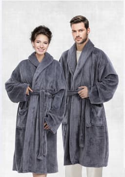 "CANNON EMBOSSED FLANNEL ROBE GRY image 0