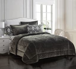 Cannon (k) Plain Flannel W/Prtd Sheet Comf 6Pc Beige image 0
