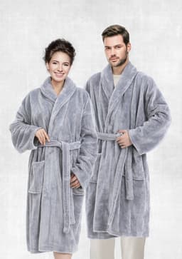 Cannon Embossed Flannel Robe Lgrey image 0