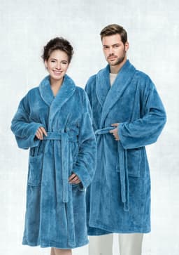 Cannon Mbossed Flannel Robe Blue image 0