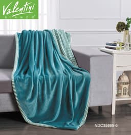 Valentini Flannel Checks Quilting W/Strp Rev. Blnkt 240×220 Turquoise image 0