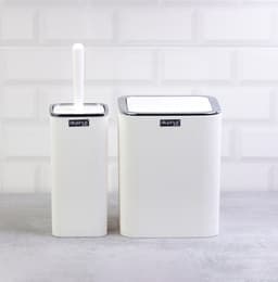 Okyanus Square Striped Bathroom Set of 2 Pcs White/Chrome image 0