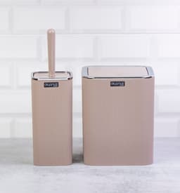 Okyanus Square Striped Bathroom Set of 2 Pcs Brown/Chrome image 0