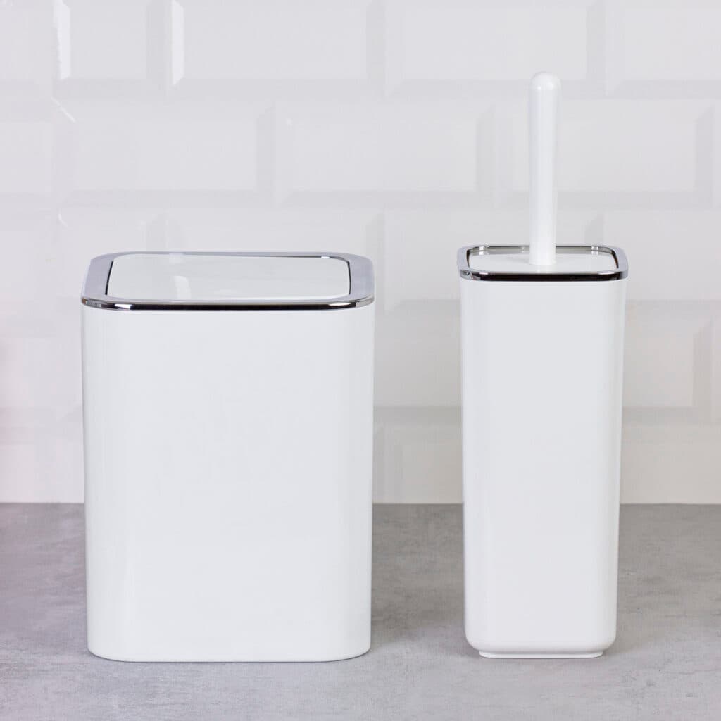 Okyanus Square Bathroom Set 2 of pcs White/Chrome