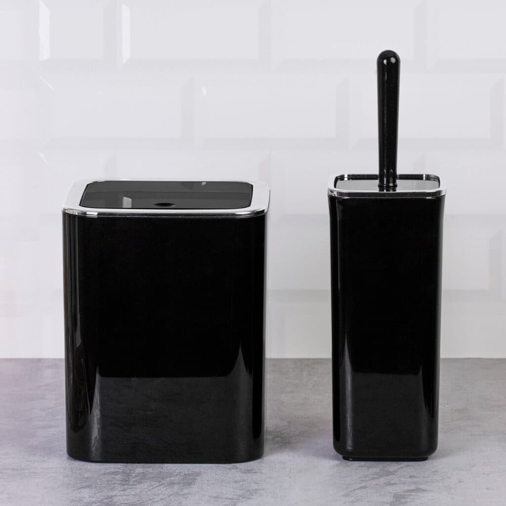 Okyanus Square Bathroom Set 2 of pcs Black/Chrome