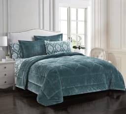 Cannon (k) Plain Flannel W/Prtd Sheet Comf 6Pc Green image 0
