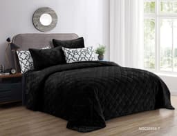 Valentini (T) Plain Flannel W/Prtd P/Sham B/Sprd 4Pc Black image 0