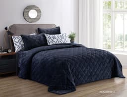 Valentini (T) Plain Flannel W/Prtd P/Sham B/Sprd 4pc Blue image 0