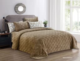 Valentini (T) Plain Flannel W/Prtd P/Sham B/Sprd 4Pc Brown image 0
