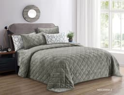 Valentini (T) Plain Flannel W/Prtd P/Sham B/Sprd 4Pc Igrey image 0